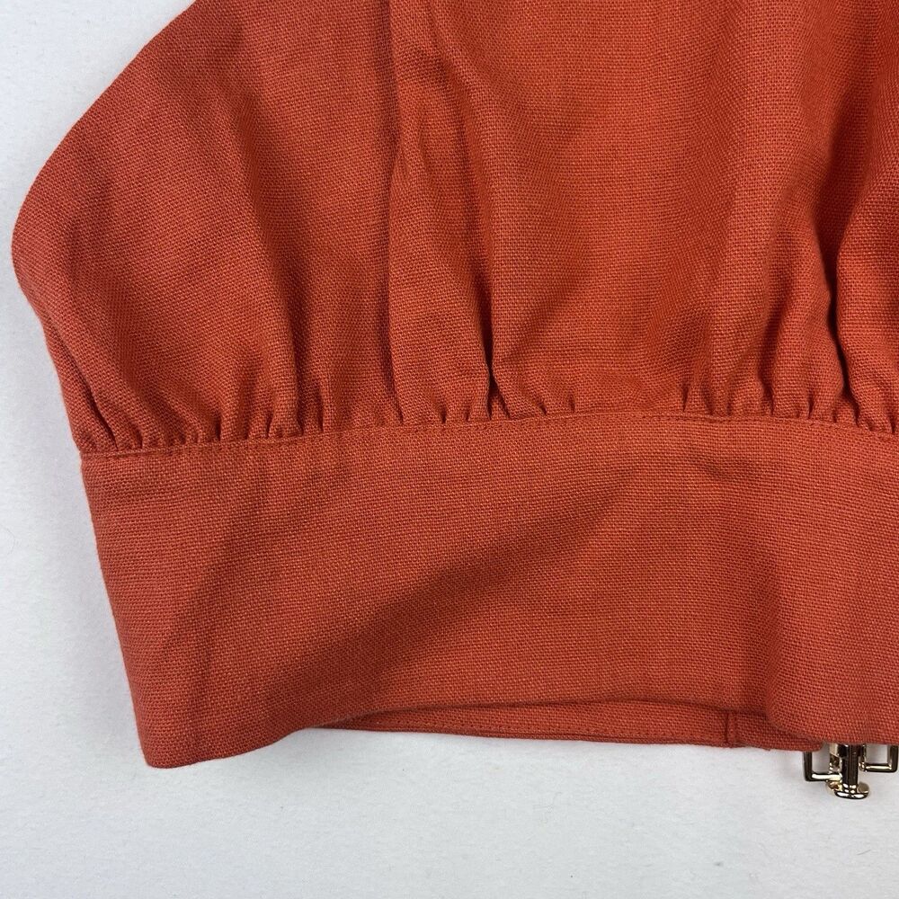 Meshki Women’s Linen Halter Top Crop Rust Orange Small Tie Back Adjustable New - Picture 5 of 16